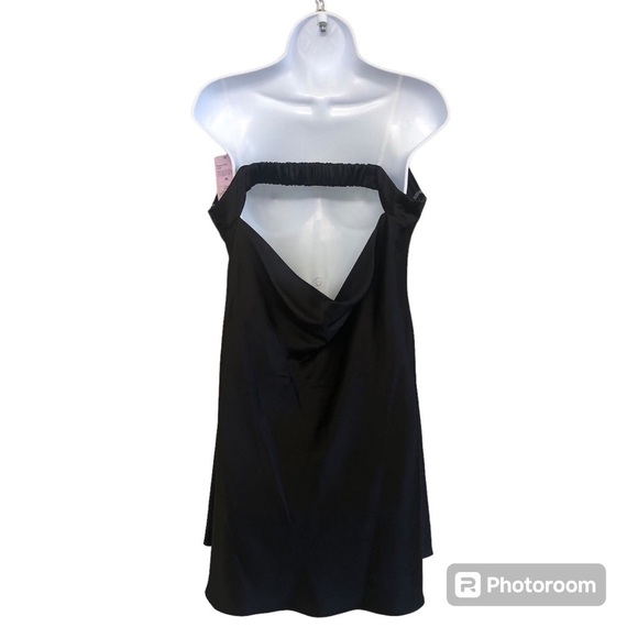 Wild Fable Women's Black Satin Strapless Tube Draping Back Mini Dress Size XL - Picture 2 of 14